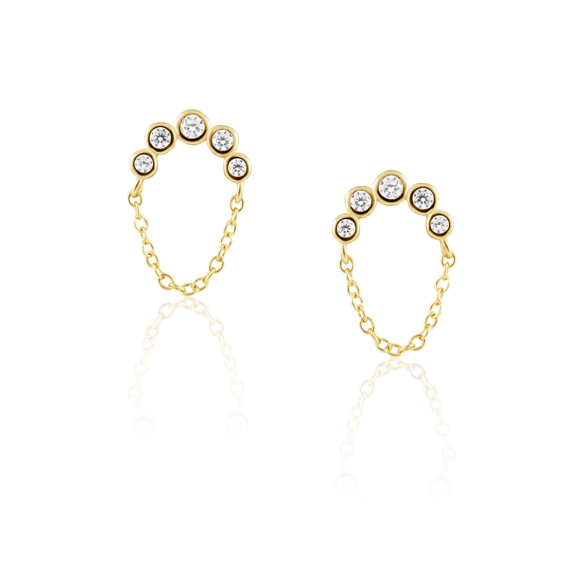 Crescent Chain Cz Studs — Soul Flow Apparel