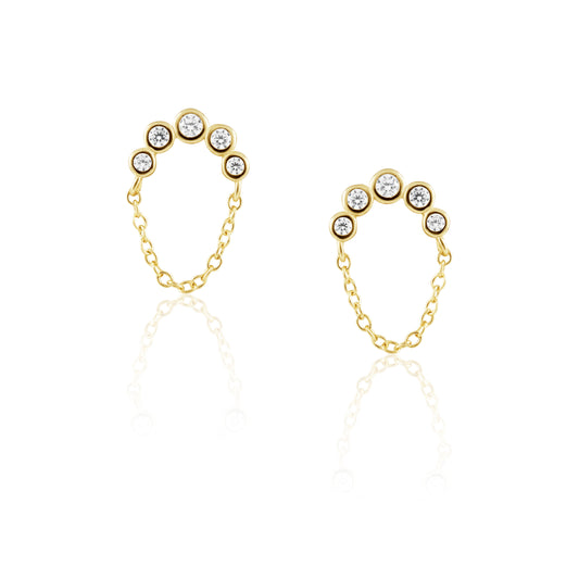 Crescent Chain Cz Studs — Soul Flow Apparel