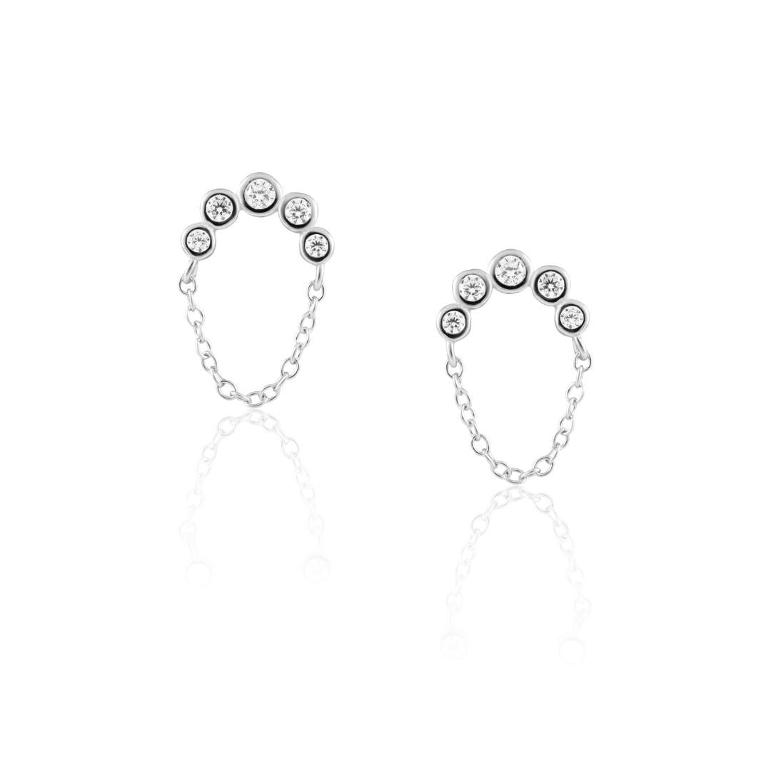 Crescent Chain Cz Studs — Soul Flow Apparel