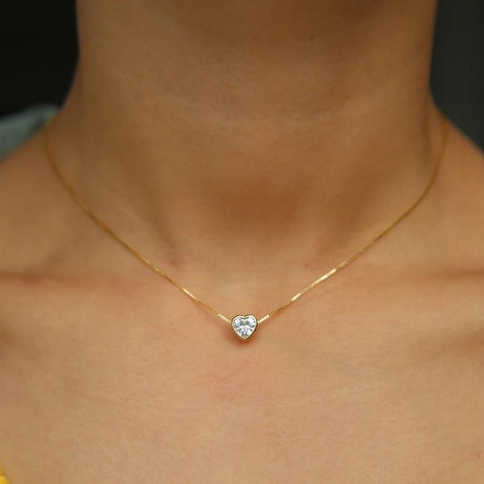 Cz Bezel Necklace Heart — Soul Flow Apparel