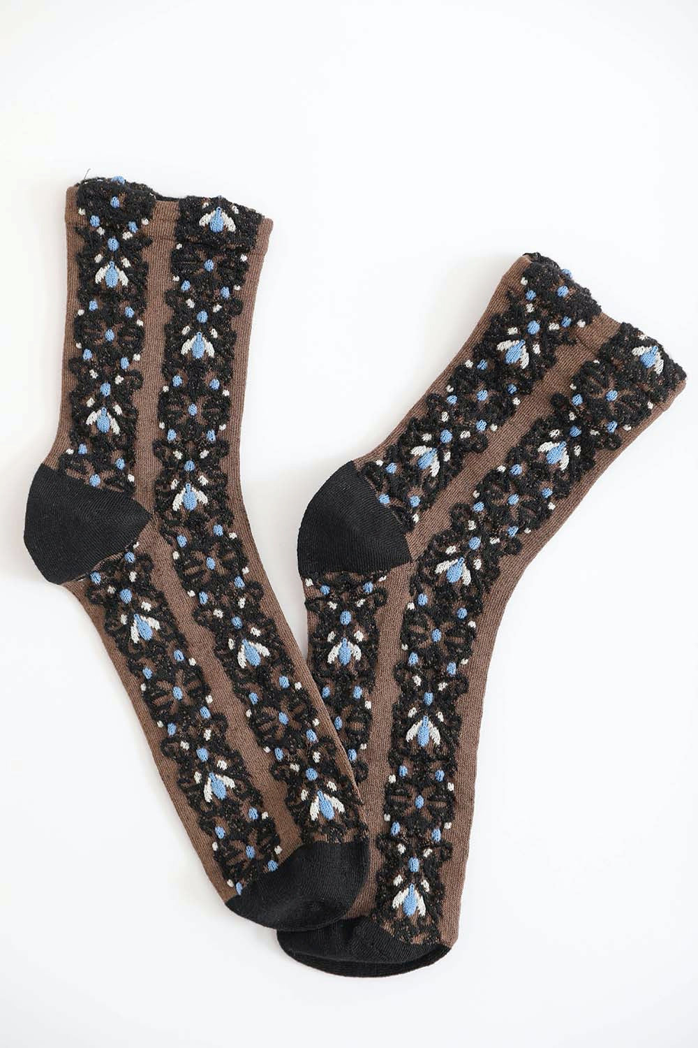 Embroidered Flower Pattern Socks Leto Collection