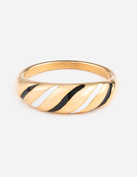 Enamel Croissant Ring – Christian Ring