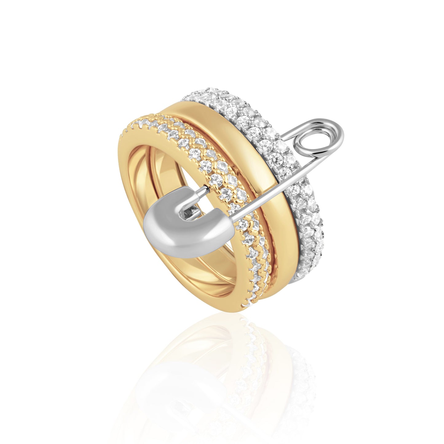 Eva Stacked Safety Pin Ring — Soul Flow Apparel