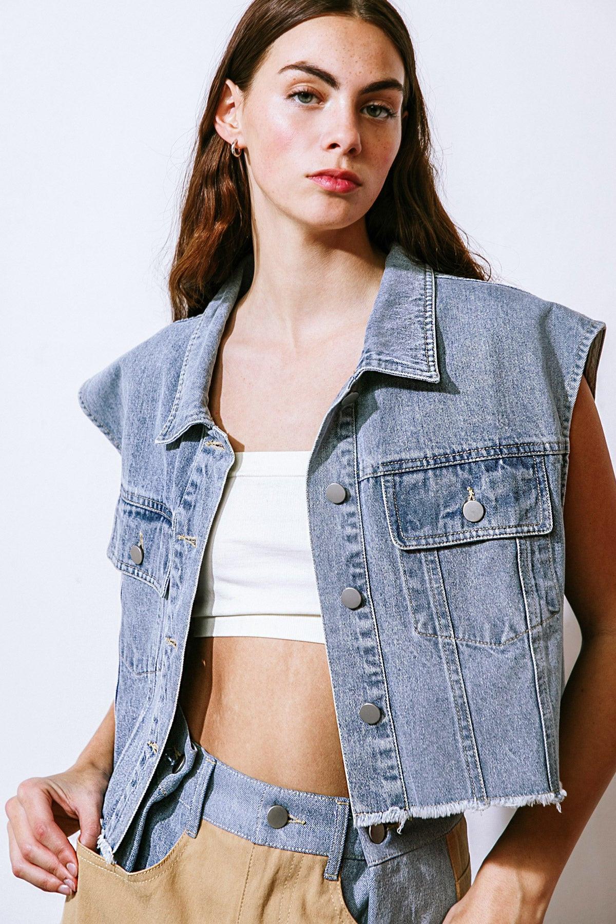 Claim to Fame Denim Vest in 20den2 — Soul Flow Apparel