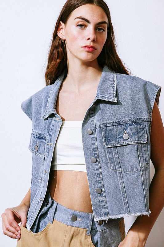 Claim to Fame Denim Vest in 20den2 — Soul Flow Apparel