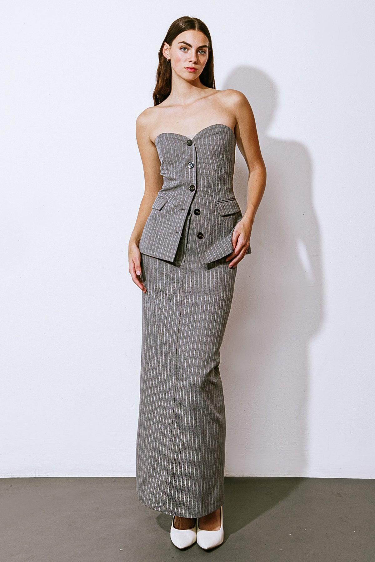 Get to the Point Woven Midi Skirt in 20grey2 — Soul Flow Apparel