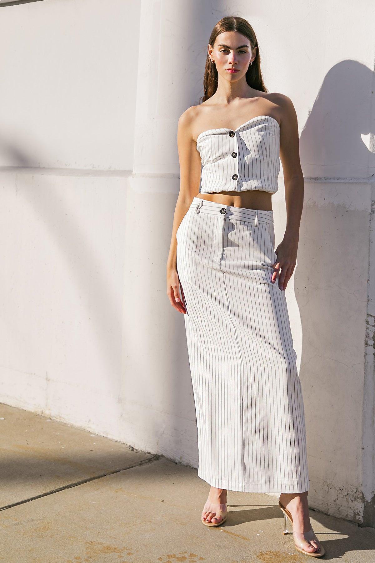 Get to the Point Woven Midi Skirt in 20whi3 — Soul Flow Apparel