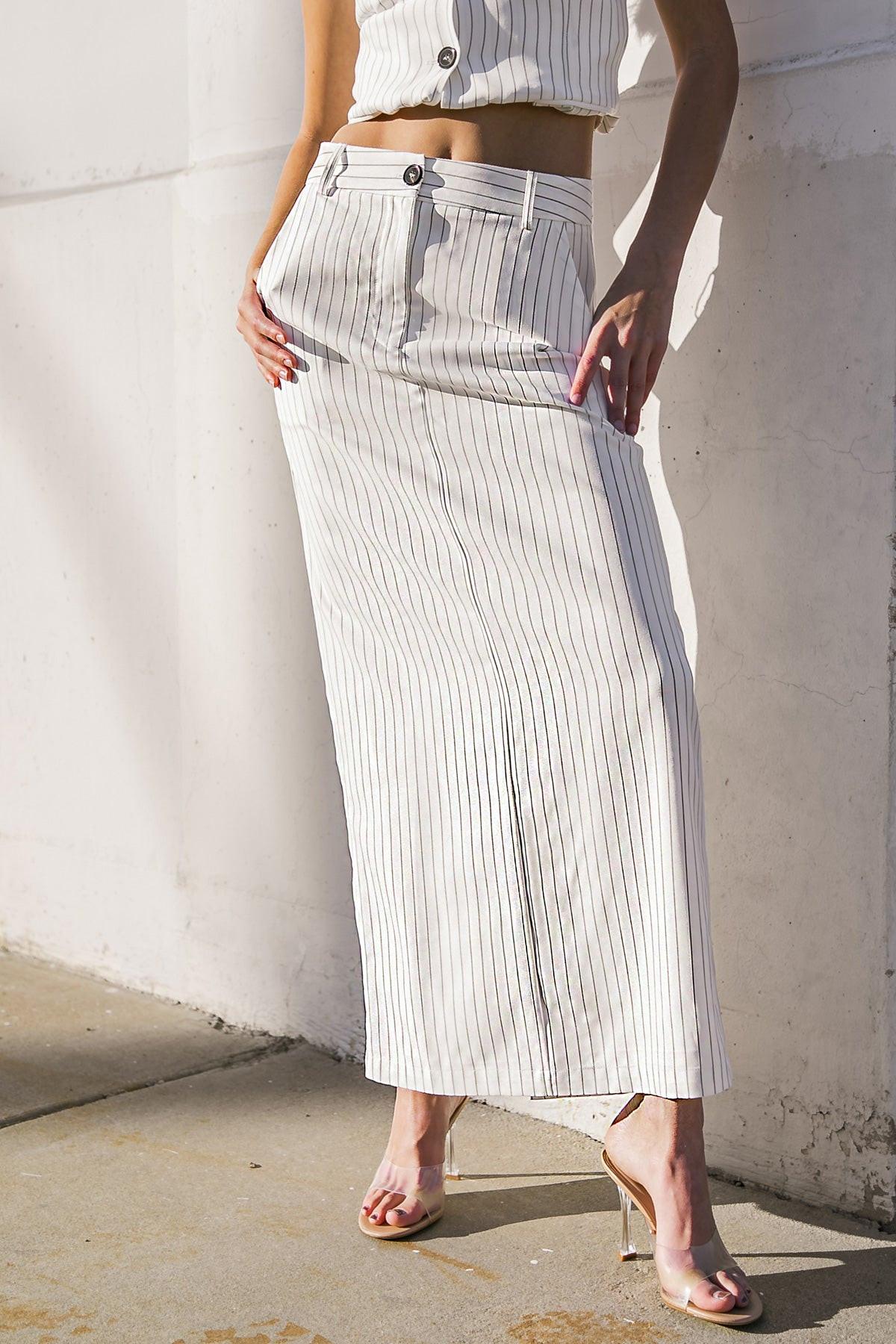Get to the Point Woven Midi Skirt in 20whi6 — Soul Flow Apparel