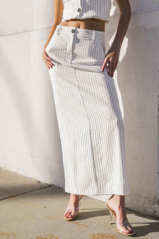 Get to the Point Woven Midi Skirt in 20whi6 — Soul Flow Apparel