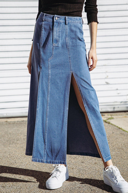 Sweet Talking Denim Midi Skirt in 20lig 20ind11 — Soul Flow Apparel