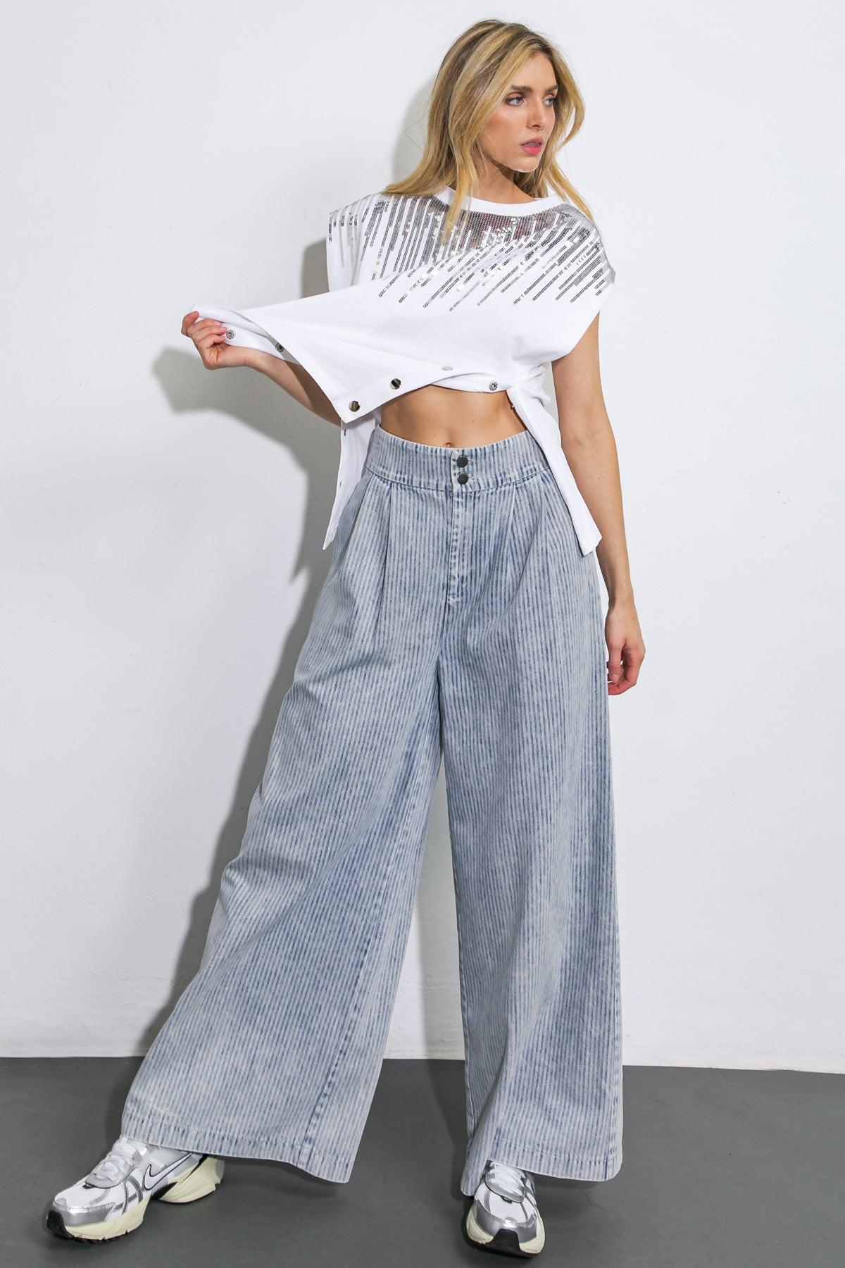 Play My Way Striped Denim Pants in 20lig 20str 20acid2 — Soul Flow Apparel