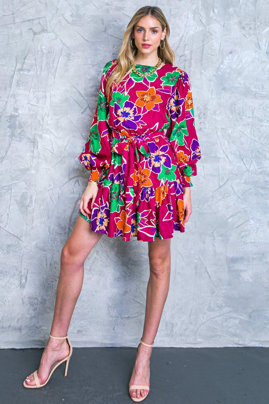 Elevated Attitude Woven Mini Dress with Elastic Waist and Sash Tie in 20mag1 — Soul Flow Apparel