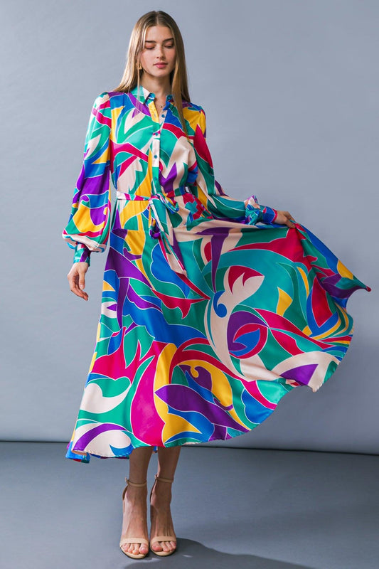 Focused on Priorities Woven Midi Dress in 20blu 20fuc2 — Soul Flow Apparel