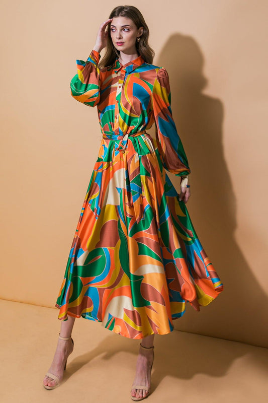 Focused on Priorities Woven Midi Dress in 20tea 20ora9 — Soul Flow Apparel