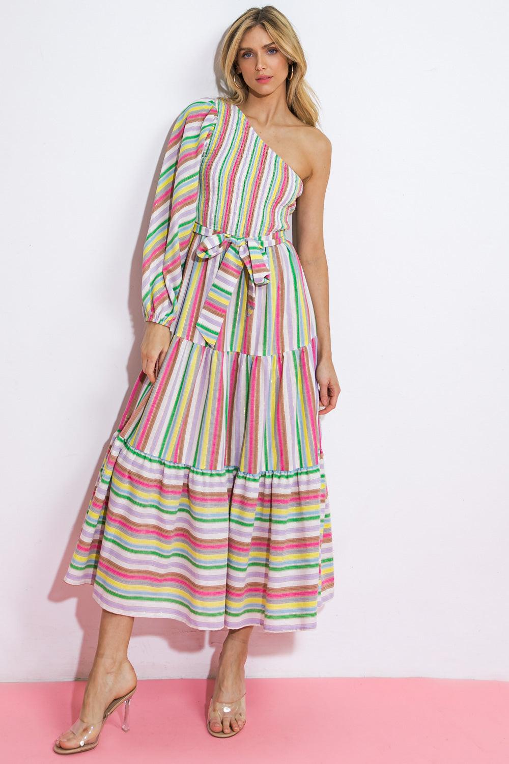 No Matter Where I Go Woven Midi Dress in 20pin 20gre 20blu2 — Soul Flow Apparel