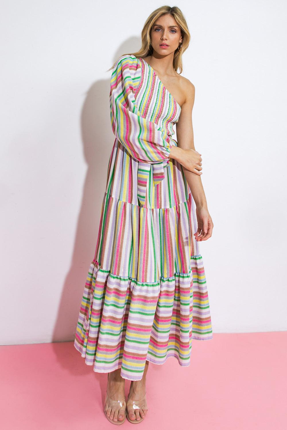 No Matter Where I Go Woven Midi Dress in 20pin 20gre 20blu3 — Soul Flow Apparel