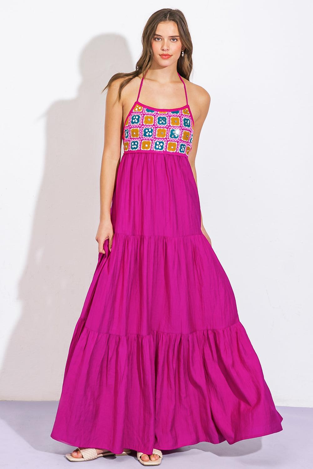 After Party Woven Midi Dress in 20fuc1 — Soul Flow Apparel
