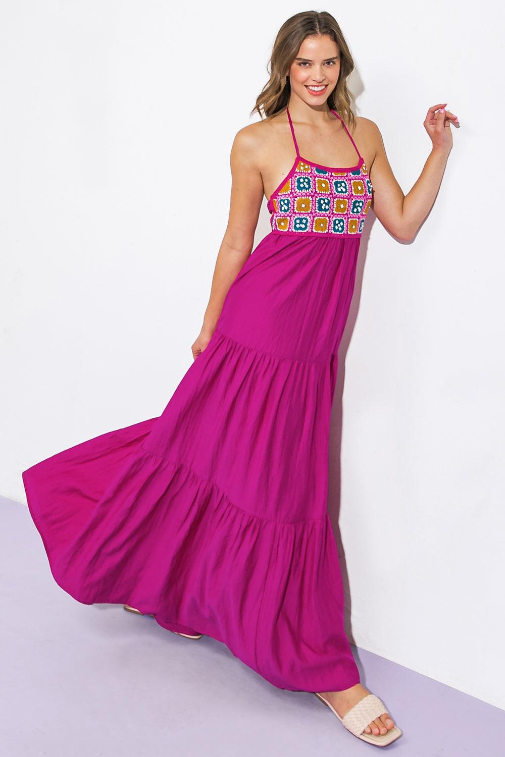 After Party Woven Midi Dress in 20fuc12 — Soul Flow Apparel