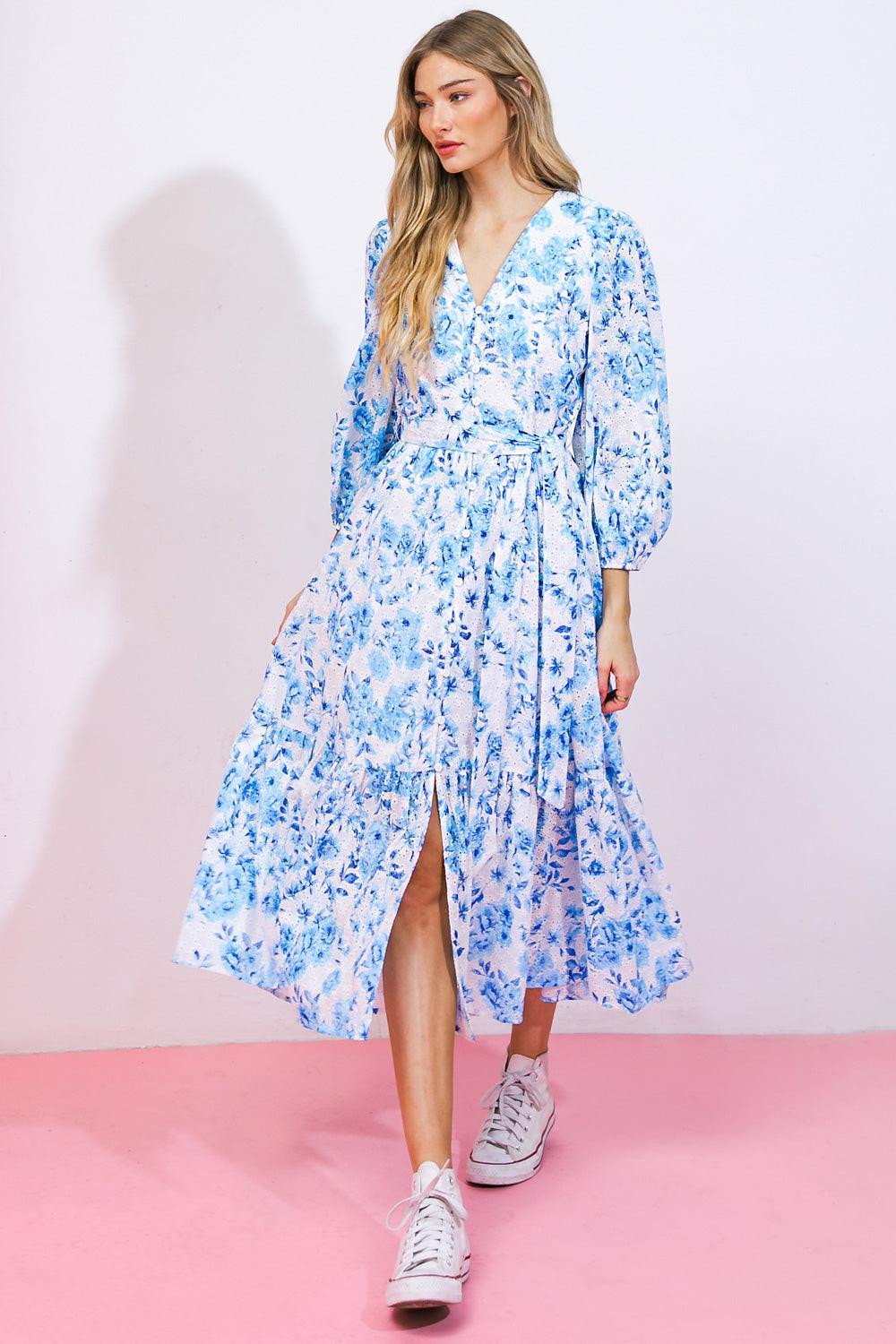 Spectacular Magic Woven Eyelet Midi Dress in 20ivo 20blu8 — Soul Flow Apparel