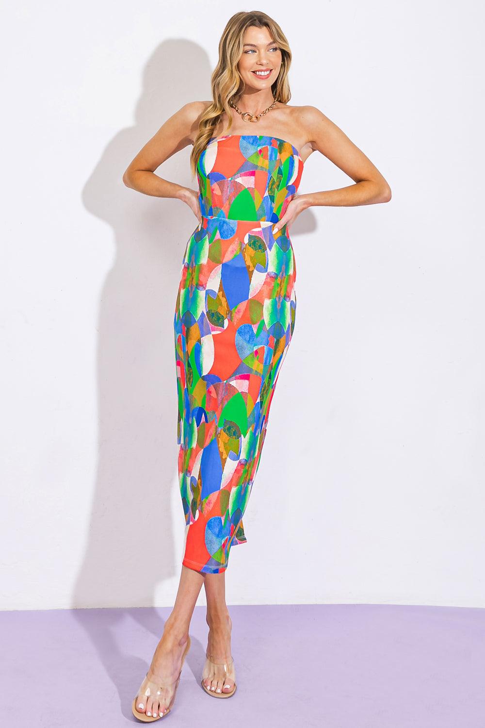 Dancing Diva Ponti Tube Dress in 20blu 20cora2 — Soul Flow Apparel