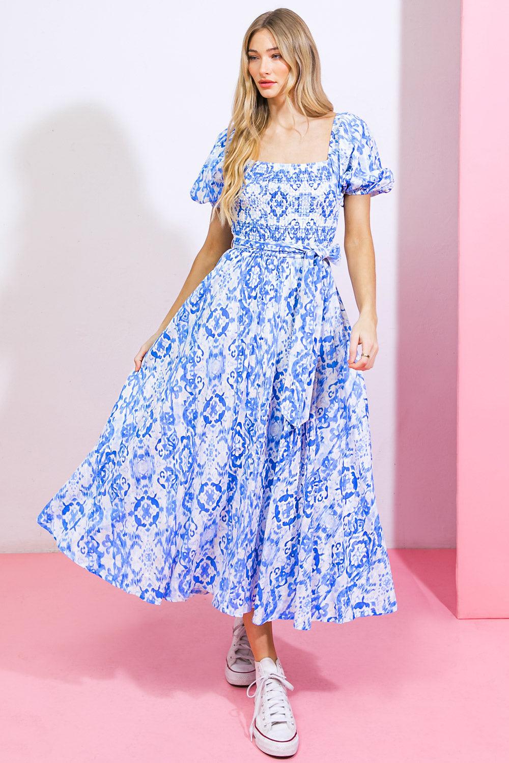 Gotta Get Going Woven Midi Dress in 20ivo 20blu2 — Soul Flow Apparel
