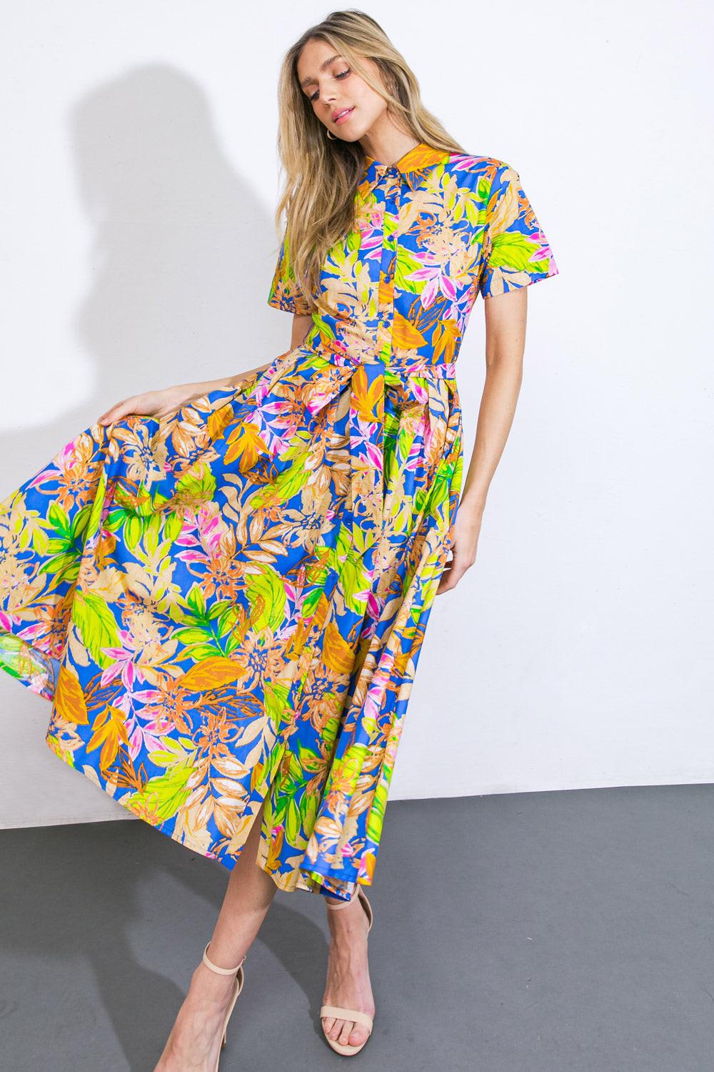 Keep Blooming Woven Midi Dress in 20roy2 — Soul Flow Apparel