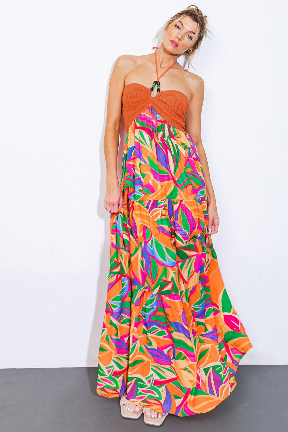 Into the Thick of It Combination Midi Dress in 20ora14 — Soul Flow Apparel