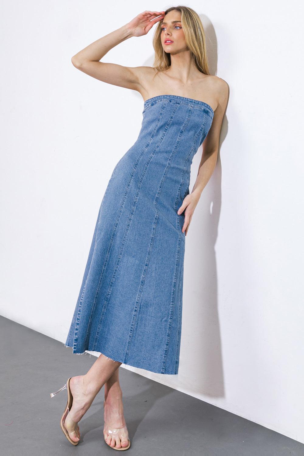 You're Thriving Denim Midi Dress in 20med 20ind18 — Soul Flow Apparel