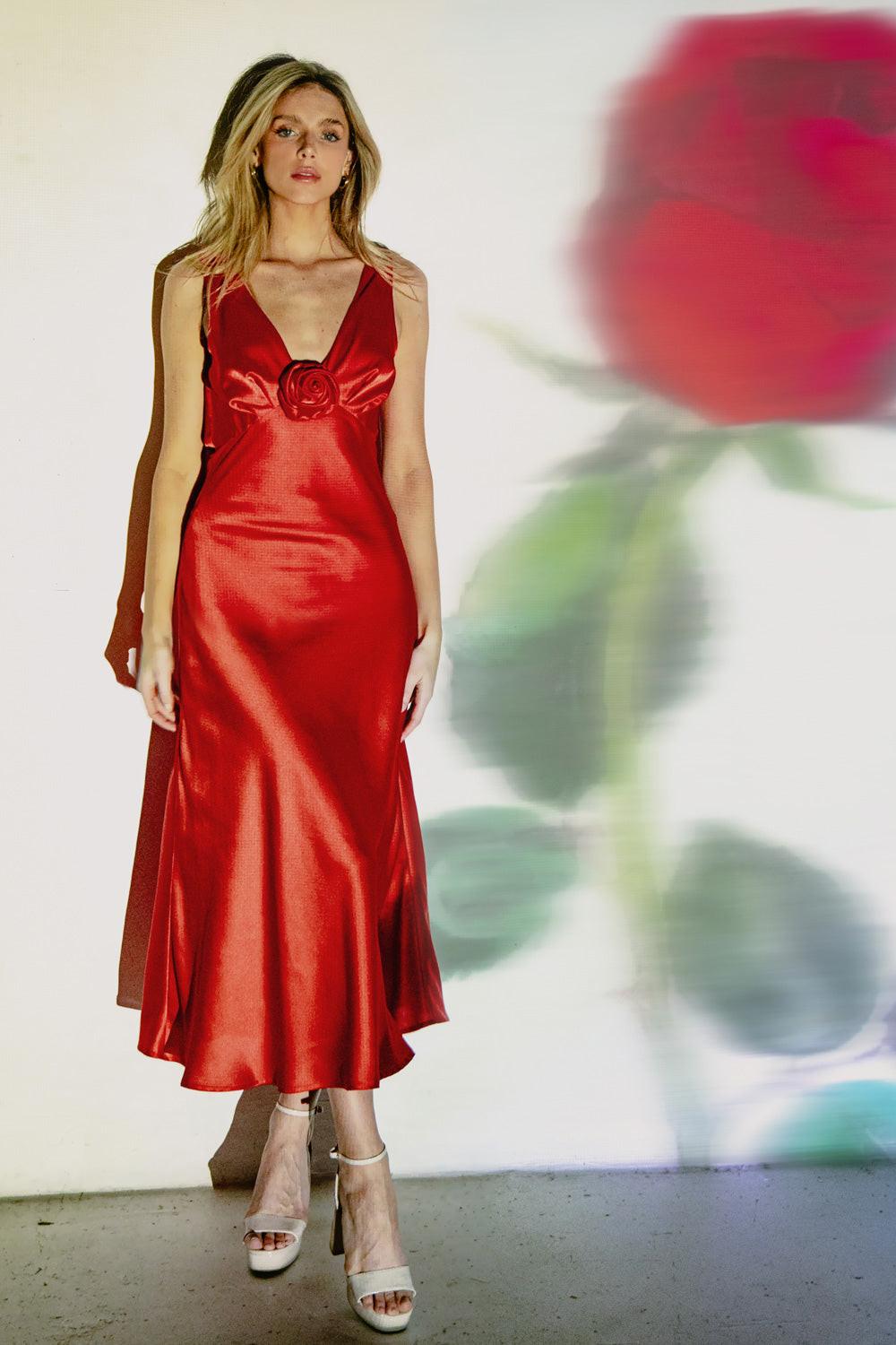 Beyond Words Woven Midi Dress in 20red1 — Soul Flow Apparel