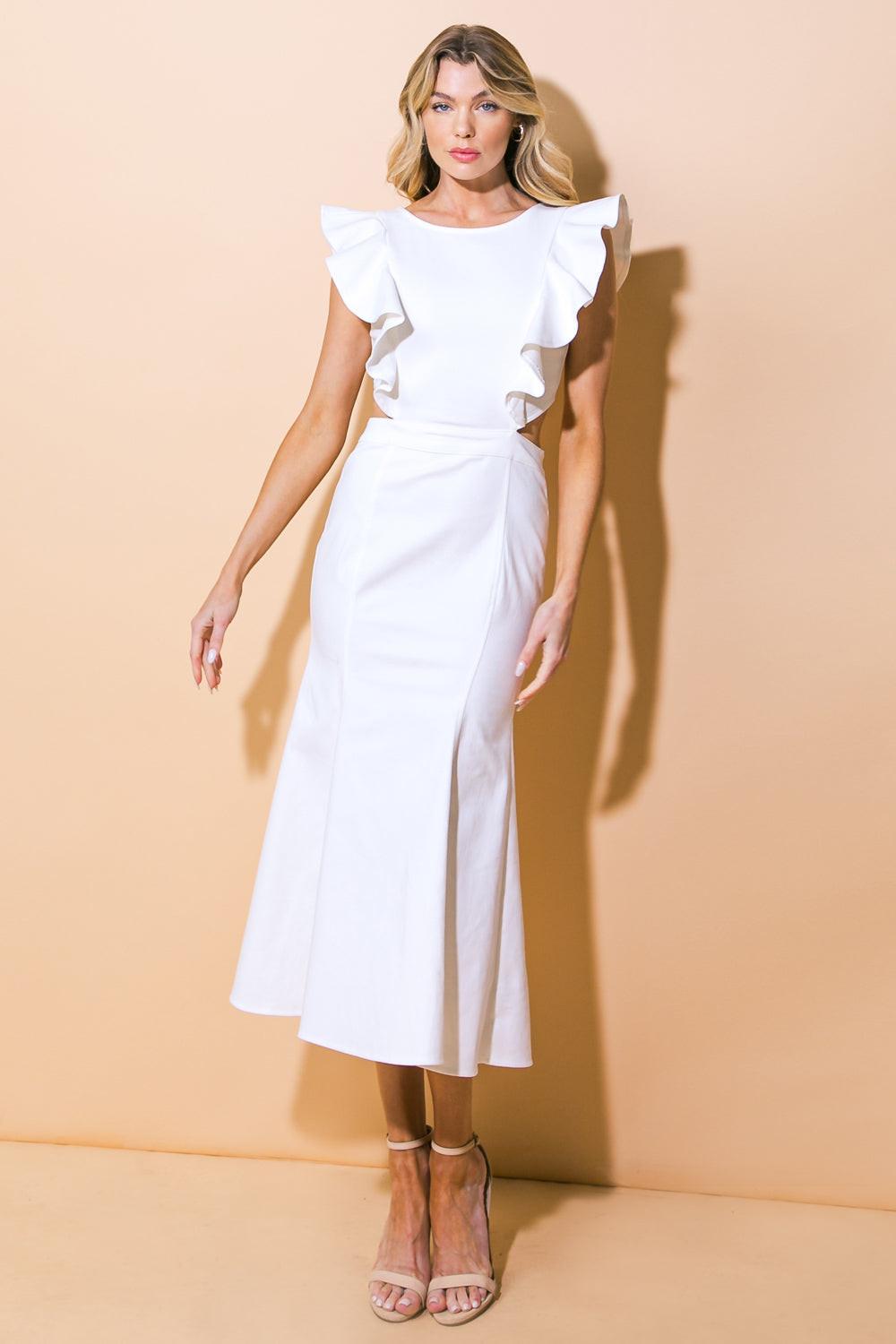 Catch the Bouquet Twill Midi Dress in 20whi 20den2 — Soul Flow Apparel
