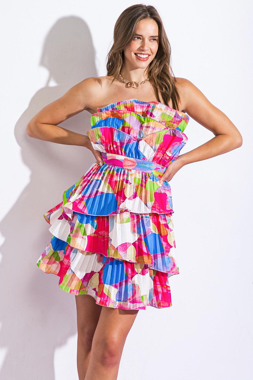 Paradise Palms Woven Mini Dress in 20fuc 20blu12 — Soul Flow Apparel