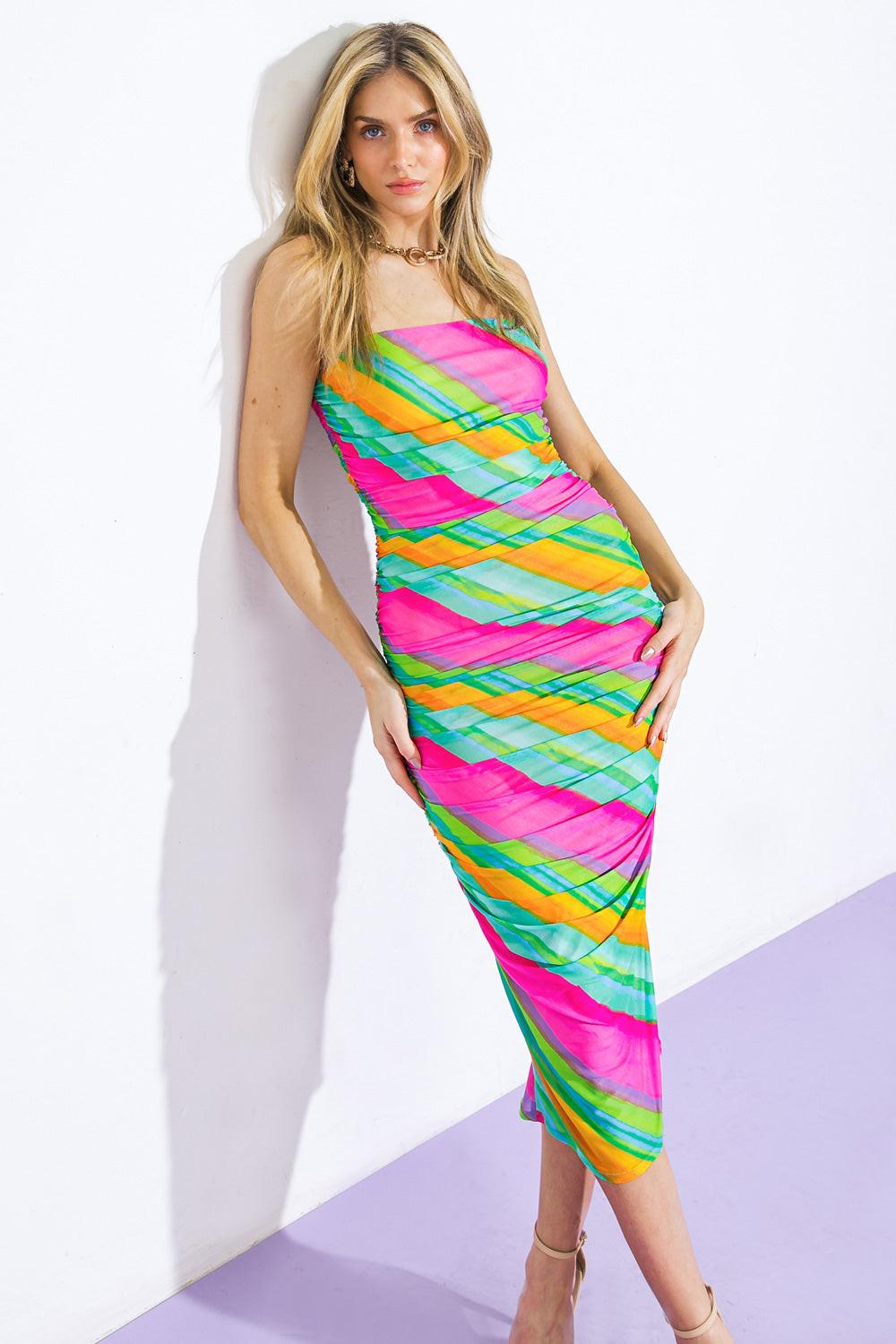 Desirable Destinations Mesh Midi Dress in 20turq 20pin14 — Soul Flow Apparel