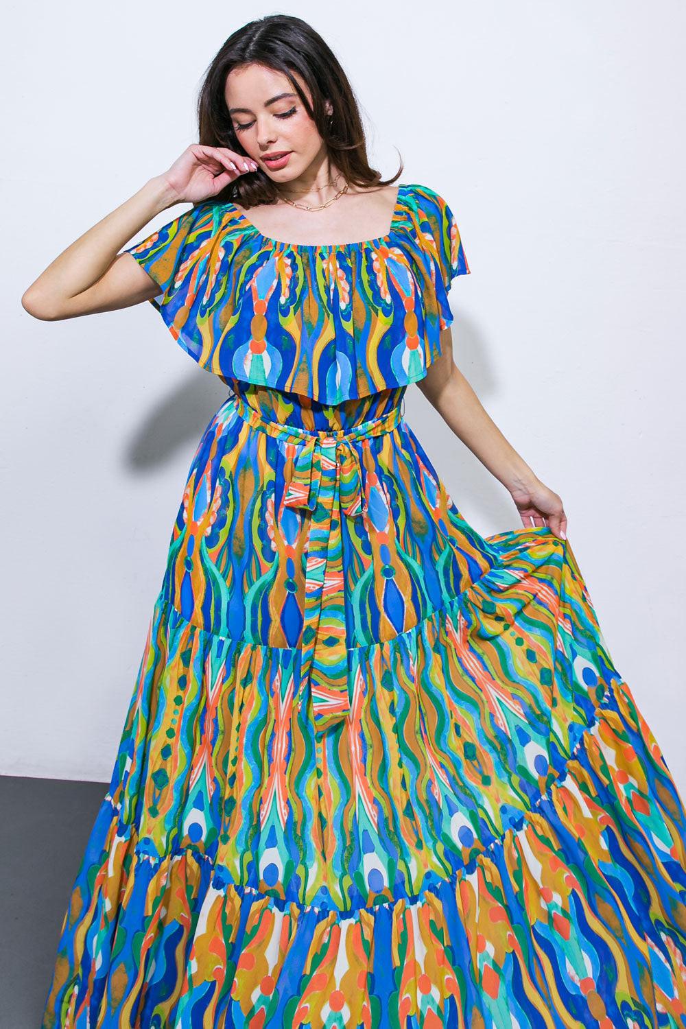 Dare to Be You Woven Maxi Dress in 20blu 20mus3 — Soul Flow Apparel