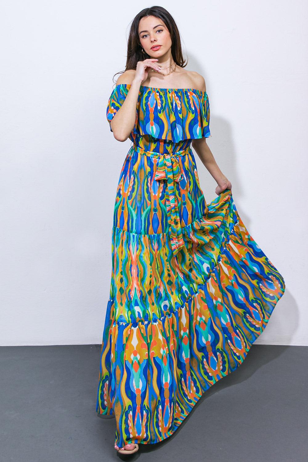 Dare to Be You Woven Maxi Dress in 20blu 20mus4 — Soul Flow Apparel