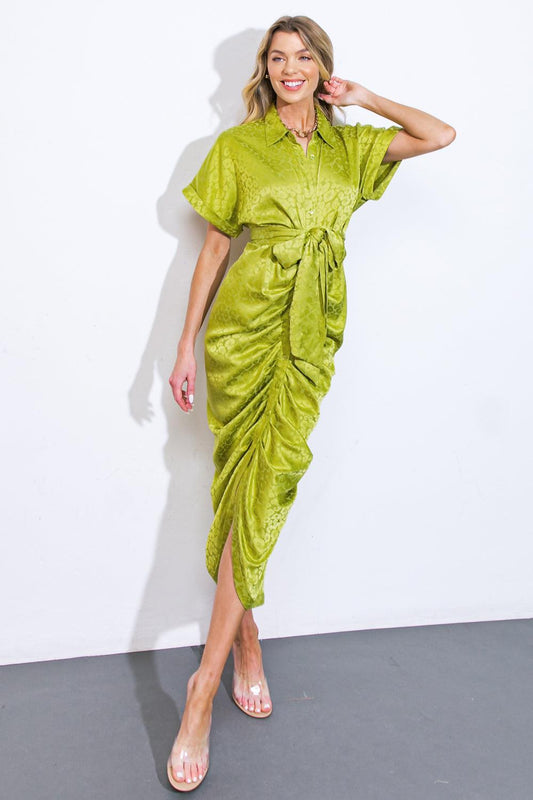 Coming to My Senses Woven Satin Midi Dress in 20yel 20gre2 — Soul Flow Apparel