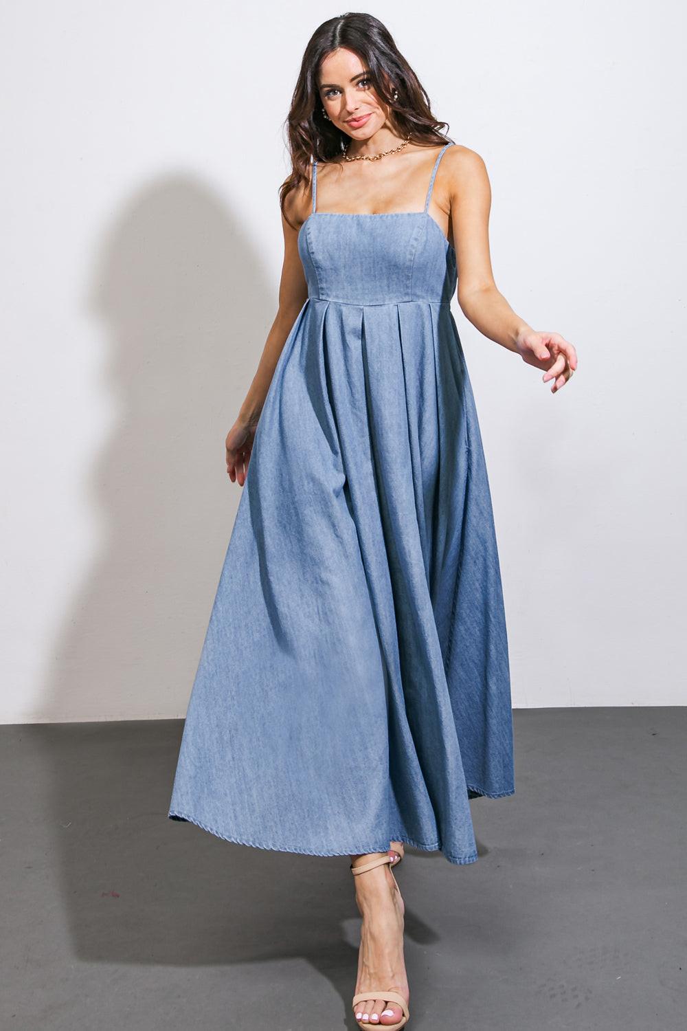 Captivating Heart Denim Midi Dress in 20lig 20ind17 — Soul Flow Apparel