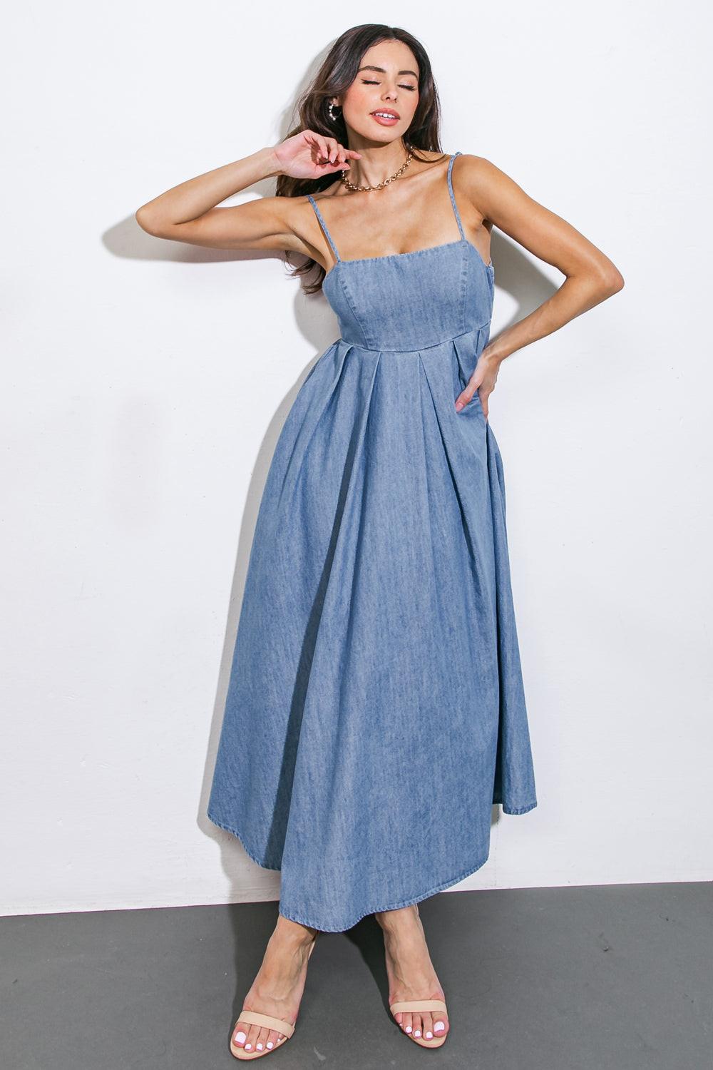 Captivating Heart Denim Midi Dress in 20lig 20ind20 — Soul Flow Apparel