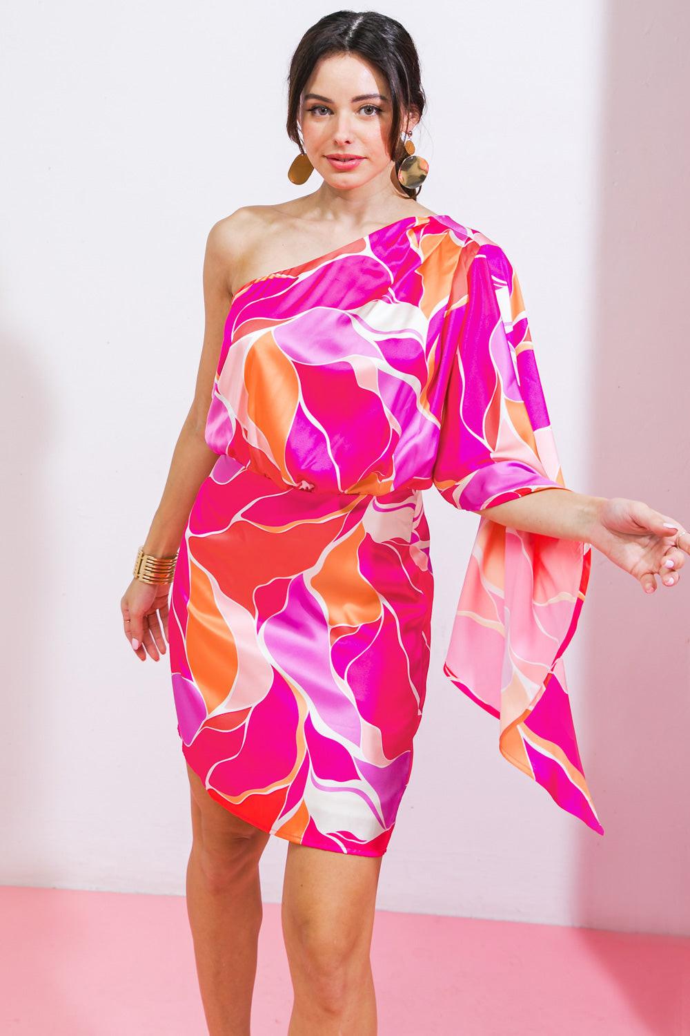 Desert Express Woven Satin Mini Dress in 20fuc5 — Soul Flow Apparel