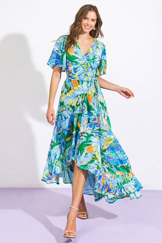 Unexpected Surprise Woven Hi-Lo Dress in 20blu 20gre12 — Soul Flow Apparel