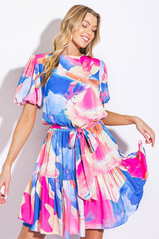 Bayside Brunch Woven Mini Dress in 20blu 20pin5 — Soul Flow Apparel