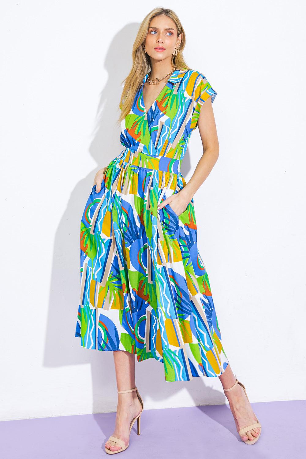 Summer Mirage Woven Midi Dress in 20blu1 — Soul Flow Apparel