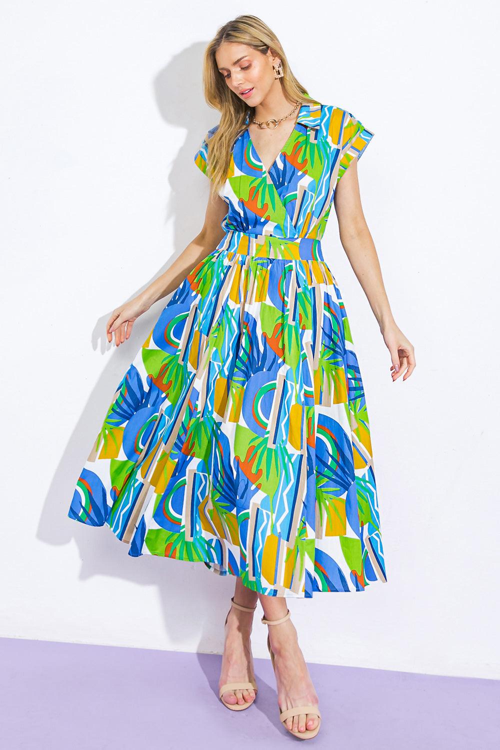 Summer Mirage Woven Midi Dress in 20blu2 — Soul Flow Apparel