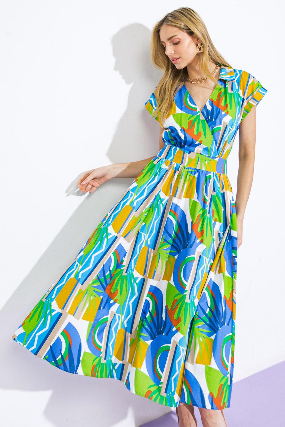 Summer Mirage Woven Midi Dress in 20blu6 — Soul Flow Apparel