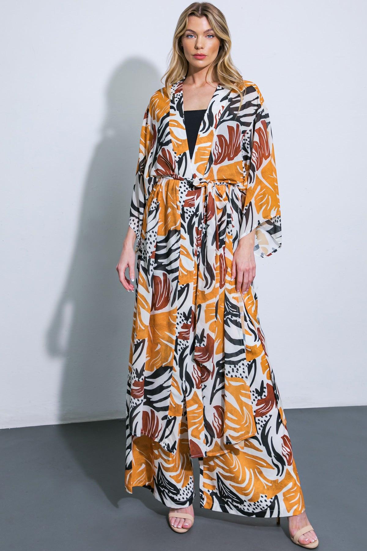 Where the Wind Woven Midi Kimono in 20ora 20bla24 — Soul Flow Apparel