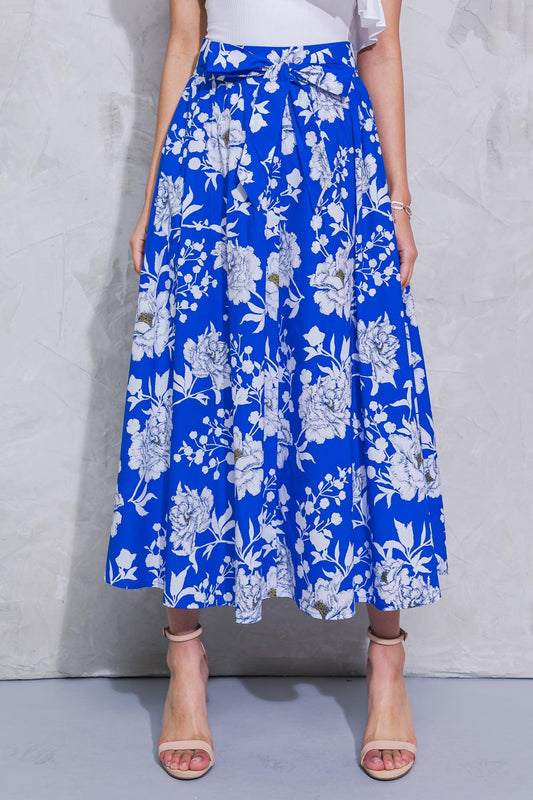 Perpect Paradise Poplin Skirt with Side Pockets and Self Tie in 20roy — Soul Flow Apparel