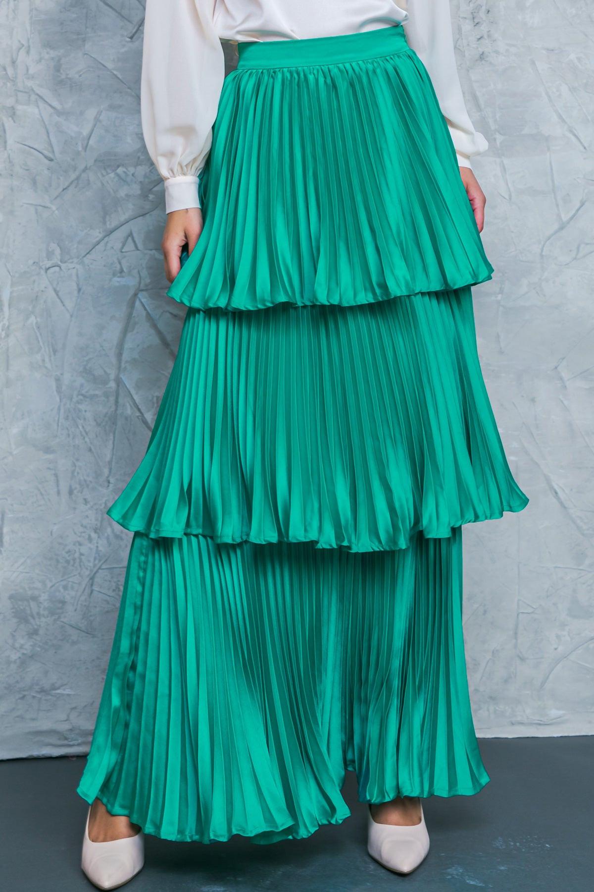 In Love with Me Woven Skirt Solid Color with Pleated Layers and Side Zipper in 20tea 20gre39 — Soul Flow Apparel