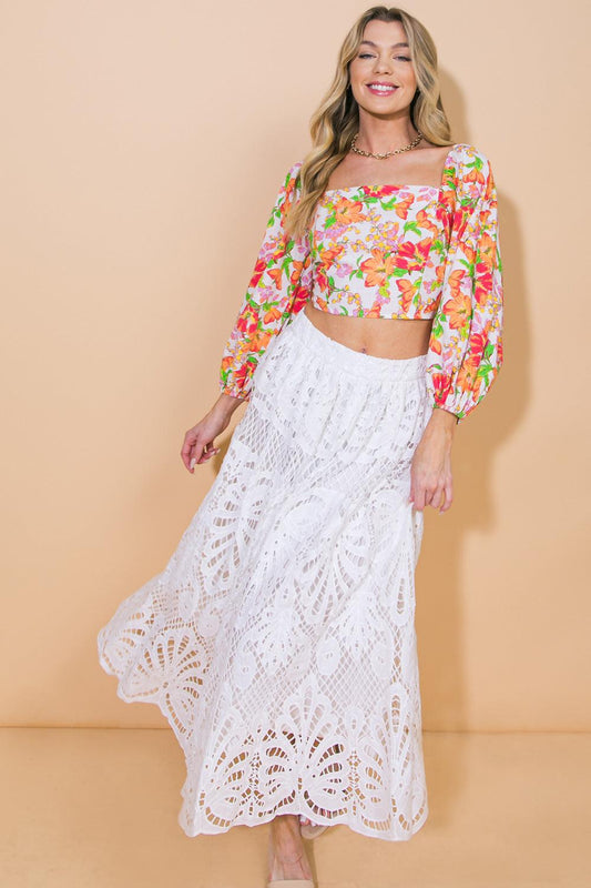 Dreamy Nights Woven Midi Skirt in 20whi9 — Soul Flow Apparel