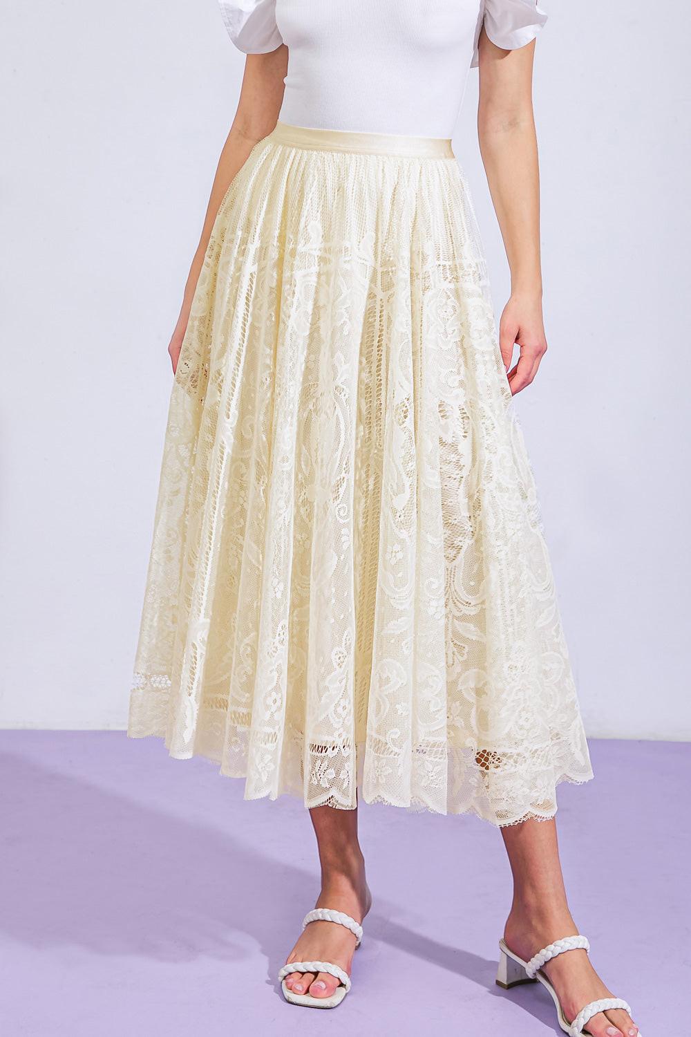 Meaningful Moment Woven Lace Midi Skirt in 20ivo7 — Soul Flow Apparel