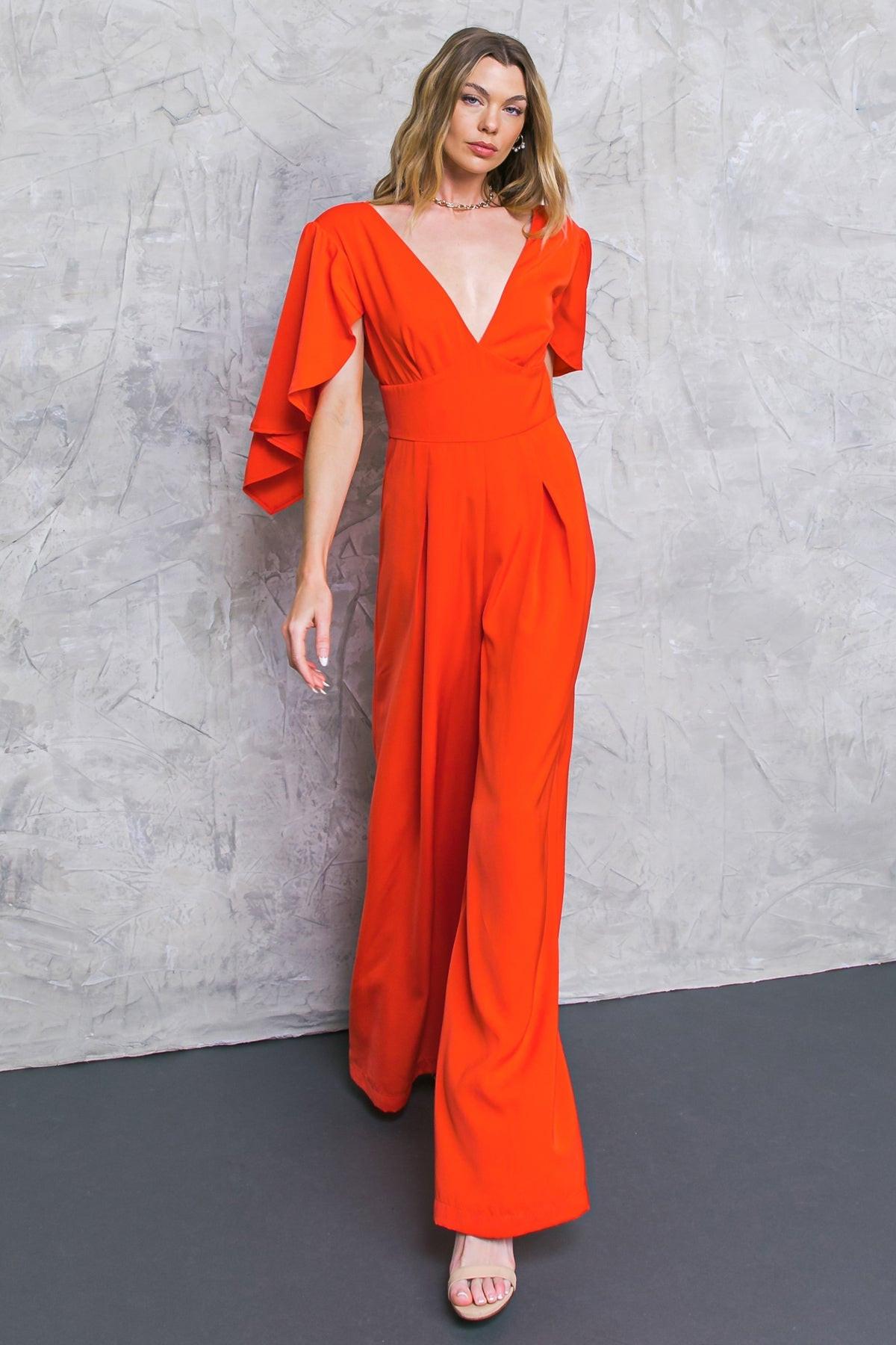 Raised on Promises Stars Woven Jumpsuit with V Neckline in 20tom 20red11 — Soul Flow Apparel