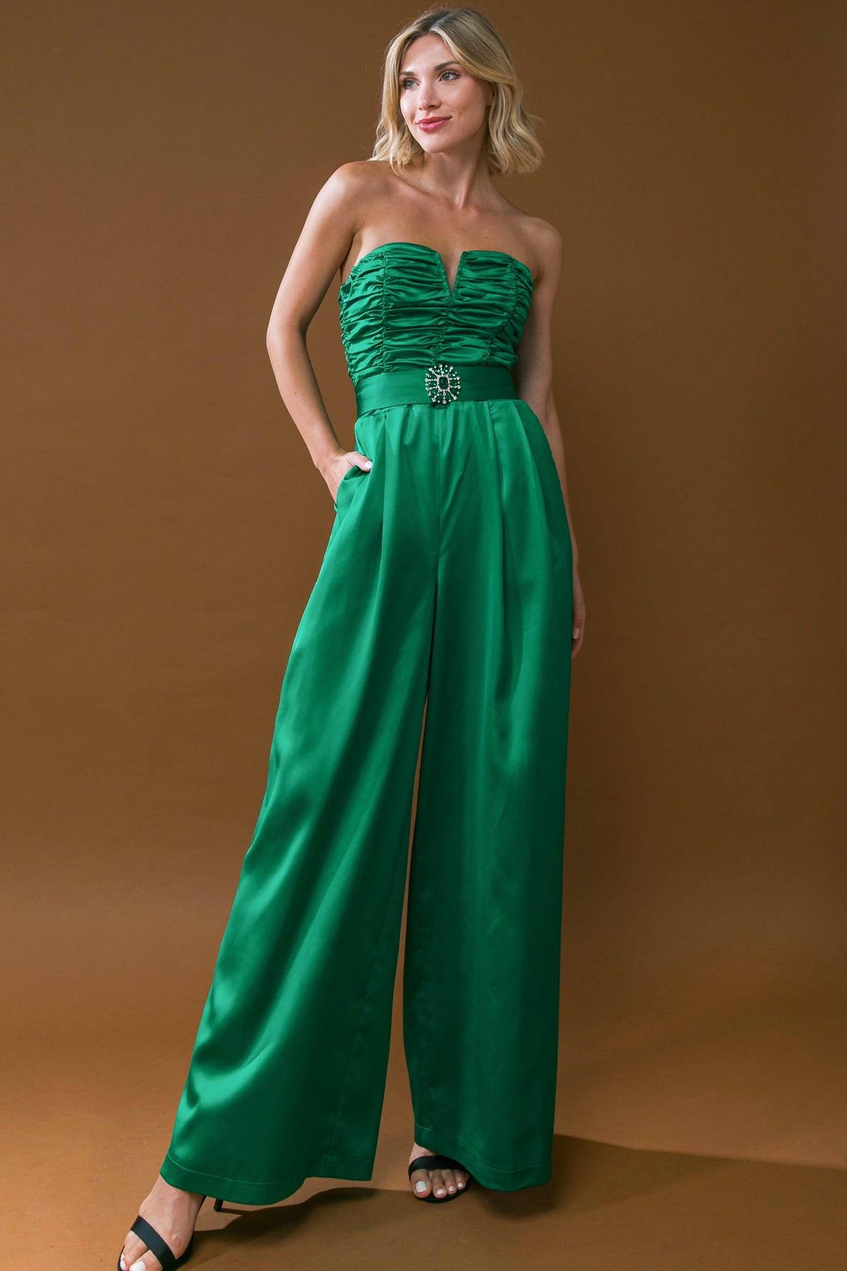 Lost in Your Eyes Woven Jumpsuit with Ruched Bodice and Side Pocket in 20gre8 — Soul Flow Apparel